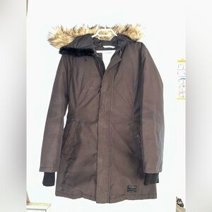 Golden by TNA Hooded Haven Parka Jacket - Black size medium